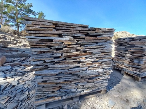 Плитняк златолит серебристый для фасада купить в Оби